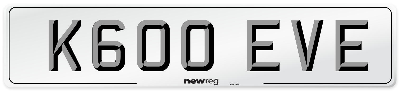 K600 EVE Number Plate from New Reg